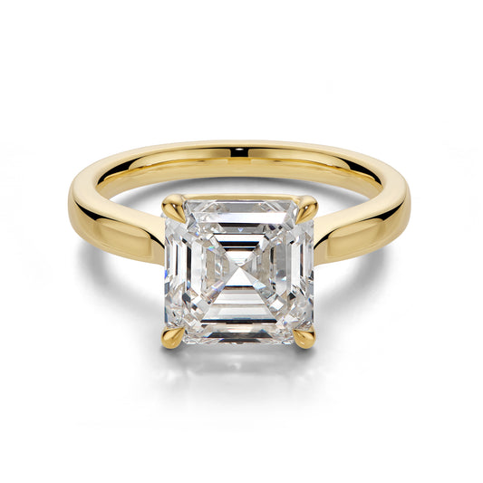3.02CT Certate Asscher Cut in 18K Yellow Gold