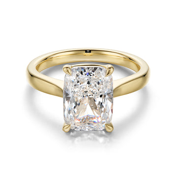 3.02CT Certate Long Cushion Cut in 18K Yellow Gold