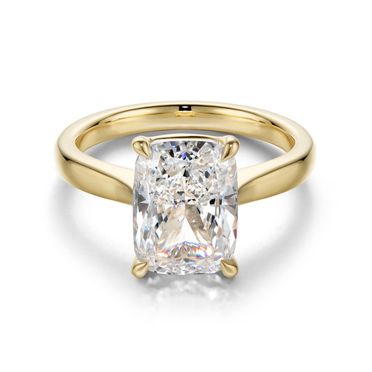 3.02CT Certate Long Cushion Cut in 18K Yellow Gold