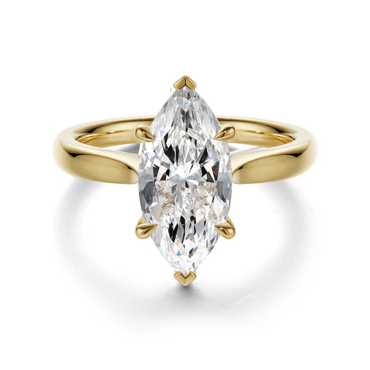 3.01CT Certate Marquise Cut in 18K Yellow Gold