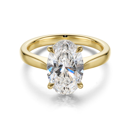 3.01CT Certate Oval Cut in 18K Yellow Gold