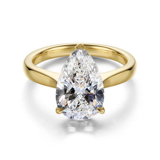 3.05CT Certate Pear Cut in 18K Yellow Gold
