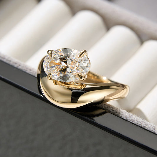 Curved Chunky Ring Oval Cut
