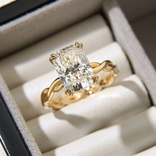 Vine Twisted Ring Long Cushion Cut