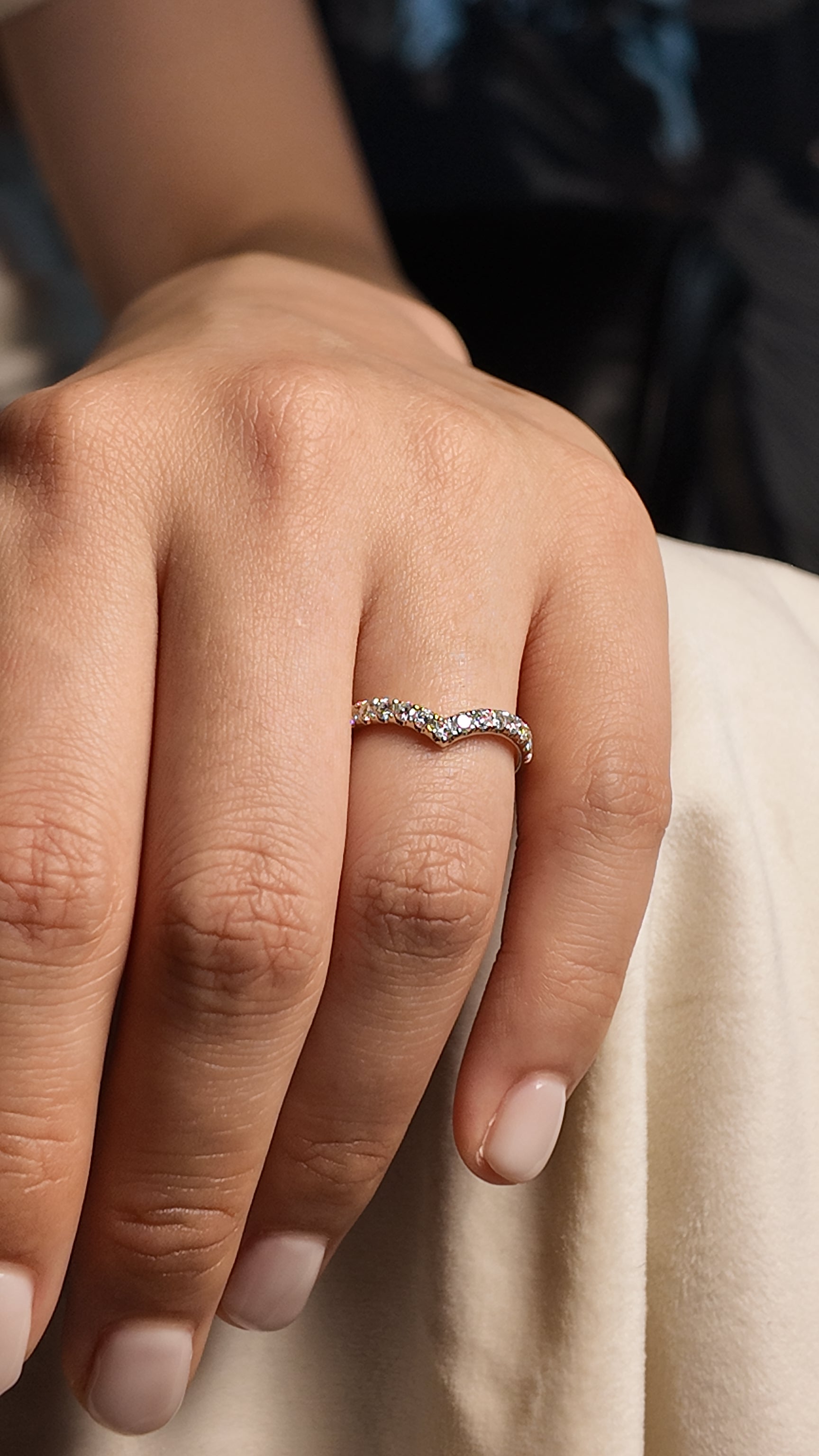 V Curved Ring in 14K Yellow Gold