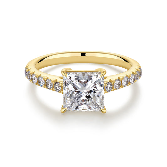 3.01CT More Than Princess Cut in 18K Yellow Gold