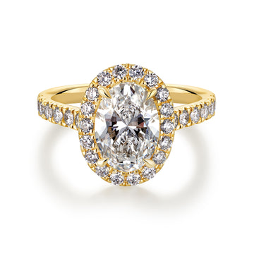 3.07CT More Than Halo Oval Cut in 14K Yellow Gold
