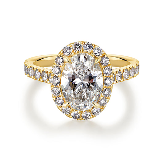 3.07CT More Than Halo Oval Cut in 14K Yellow Gold