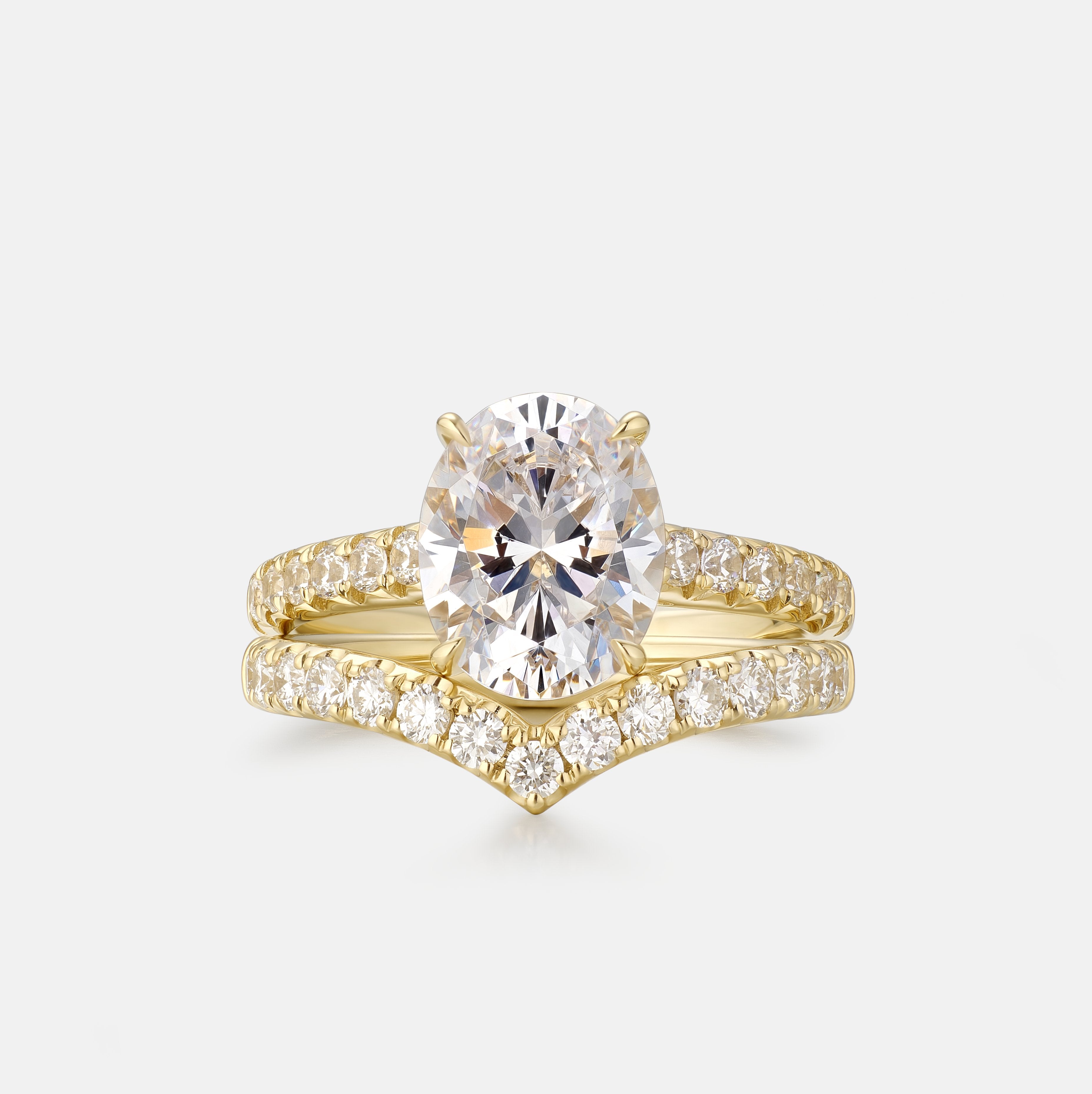 V Curved Ring in 14K Yellow Gold