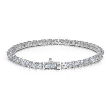Classic 4-Prong Round Busket-Set Tennis Bracelet