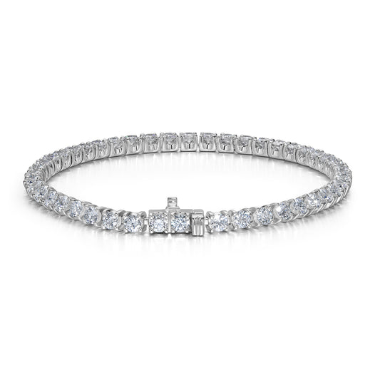Classic 4-Prong Round Busket-Set Tennis Bracelet