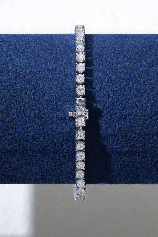Classic 4-Prong Round Busket-Set Tennis Bracelet