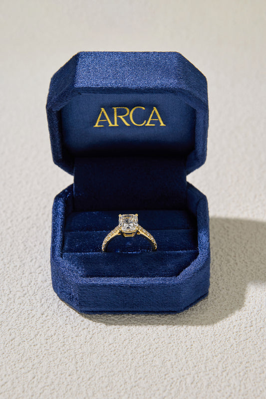 3.00CT More Than Long Cushion Cut in 18K Yellow Gold